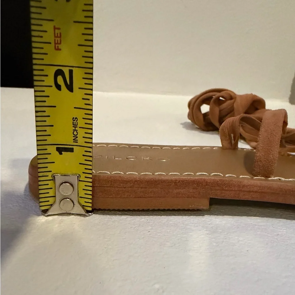 Anthropologie Pilcro Tie Up Sandals sz 8 Brown Flats Tassle NWT - Picture 7 of 10